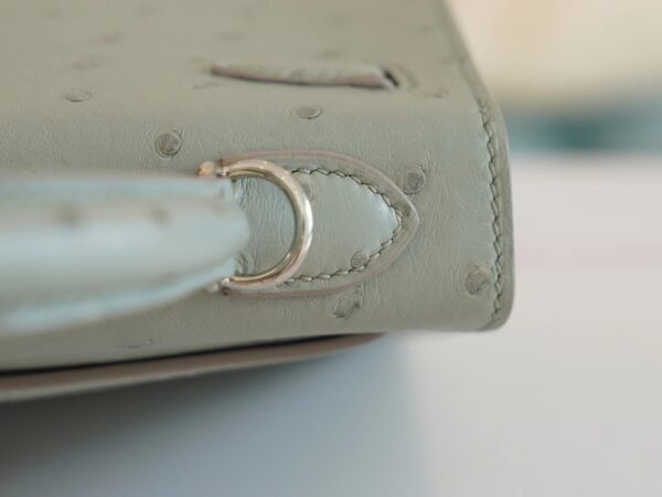Hermes Shop Kelly 25CM KK Ostrich 8U Blue Glacier Silver Hardware