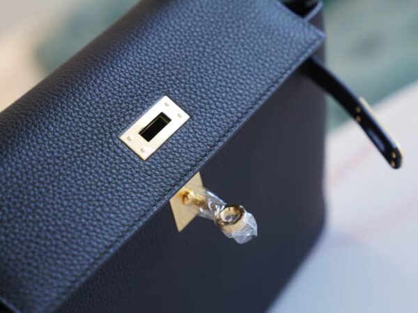 Full Handmade Hermes CK89 Nior Togo Leather Kelly 25CM Gold Hardware