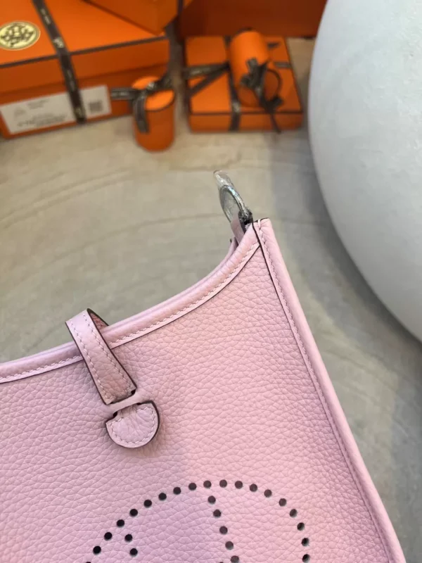 Hermes Mini Evelyne 16CM 3Q Rose Sakura Clemence Leather Silver Hardware