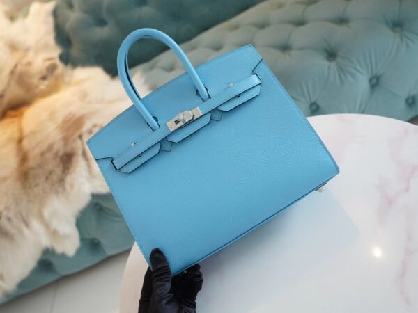 GPCMode Factory Hermes Birkin Sellier 25CM 7N Celeste Epsom Silver Hardware