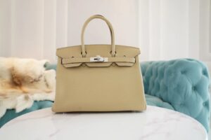 Full Handmade S2 Gris Trench Togo Leather Birkin30CM Silver Hardware