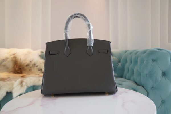 Full Handmade Hermes Birkin Bag30CM 88 Gris Graphite Jonathan Leather Gold Hardware