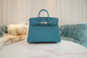 94c2f6556ef331c Fashion Hermes Birkin 25CM Epsom 7B Turquoise Silver Hardware