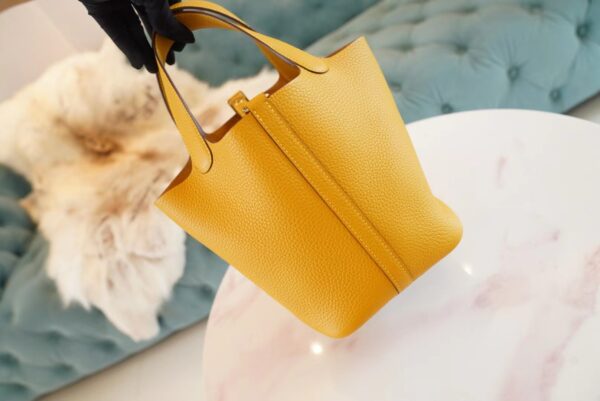 GPCMode Factory Hermes Picotin Bag18CM 9D Amber Clemence Leather Silver Hardware