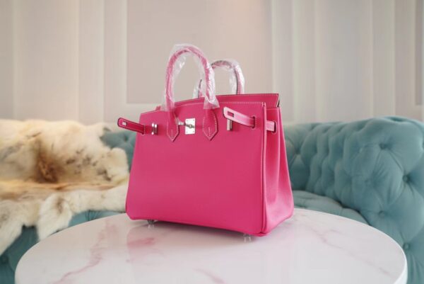 Hermes Handmade Boutique E5 Rose Tyrien Epsom Leather Birkin25CM Silver Hardware