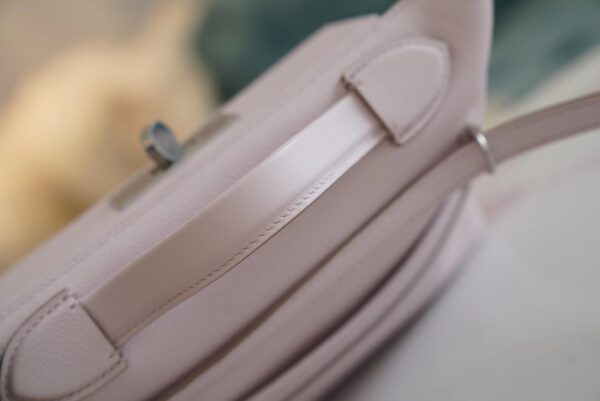 Full Handmade Hermes 09 Mauve Pale / Nata Mini Kelly 24/24 Evercolor Leather Silver Hardware
