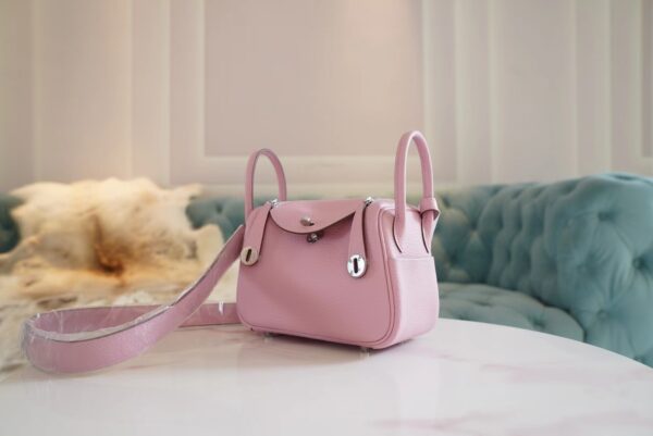 On Sale Hermes Mini Lindy 19CM X9 Mauve Sylyestre Clemence Leather Silver Hardware