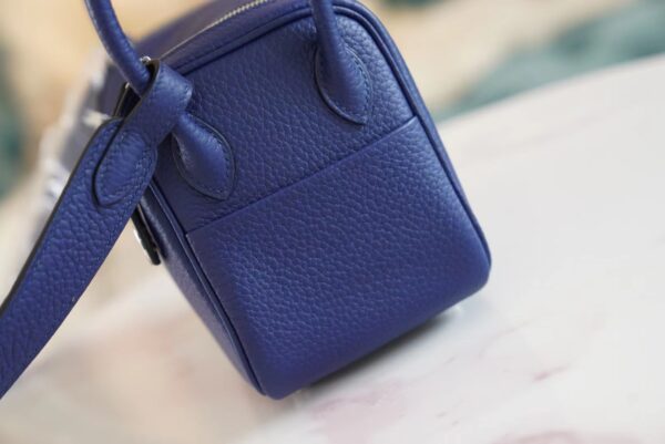 GPCMode Factory Hermes 7K Blue Saphir Clemence Leather Mini Lindy19CM Silver Hardware