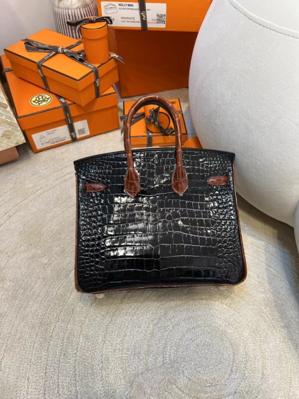Hermes Shop Noir/ Miel HCP Porosus Crocodile Birkin 25CM Gold Hardware