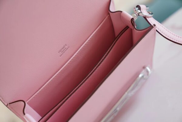 GPCMode Hermes Factory 3Q Rose Sakura Swift Leater Roulis Mini18cm Silver Hardware