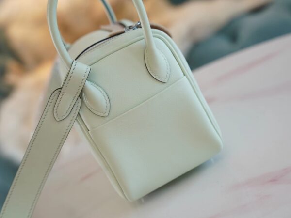 Full Handmade Hermes Mini Lindy 19CM 0S Vert Fizz Swift Silver Hardware