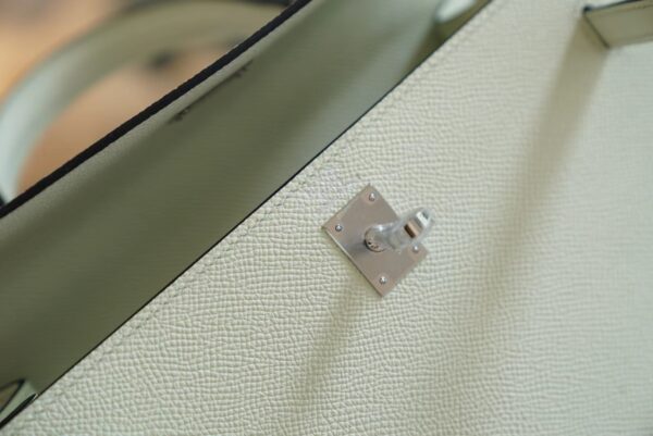 Full Handmade Hermes 0S Vert Fizz Kelly 25CM Epsom Leather Silver Hardware
