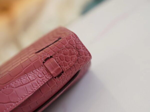 New Hermes Kelly Pochette 22cm HCP Matte Alligator G5 Bois De Rose Silver Hardware