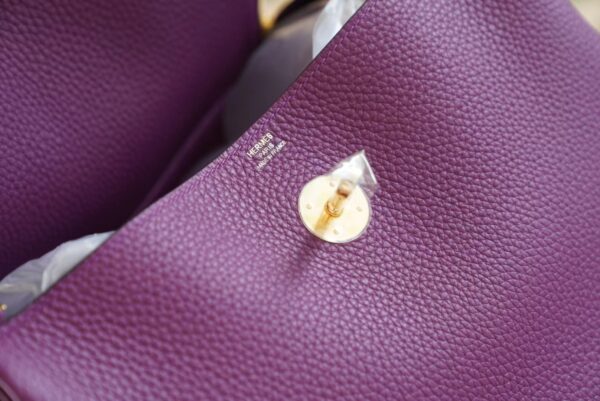 Discount Hermes Lindy 30CM P9 Anemone Clemence Leather Gold Hardware
