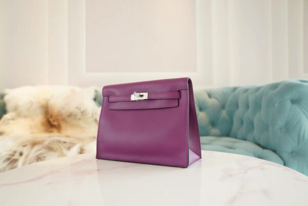 Full Handmade Hermes Kelly Danse22CM P9 Anemone Evercolor Leather Silver Hardware