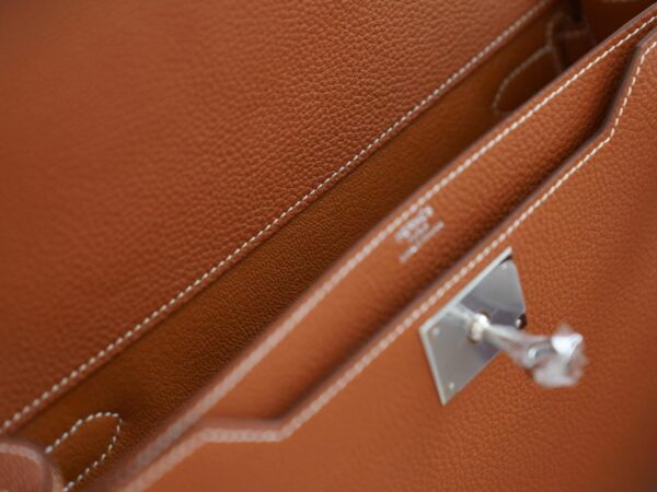 Full Handmade Hermes Kelly Depeches 25CM CK37 Gold Togo Silver Hardware