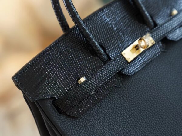Handmade Hemes Birkin Touch 25CM Togo/ Lizard 89 Noir Gold Hardware