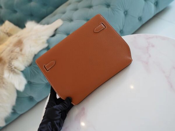 Full Handmade Hermes Kelly Depeches 25CM CK37 Gold Togo Silver Hardware