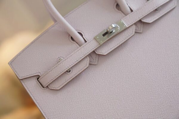 Fashion Hermes Birkin 25CM 09 Mauve Pale Epsom Leather Silver Hardware