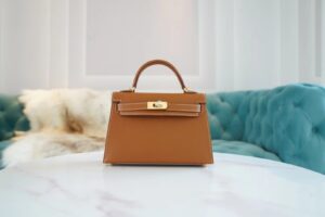 9f34dcde0e1fcd8-1 Full Handmade Hermes Mini Kelly19CM CK37 Gold Epsom Leather Gold Hardware