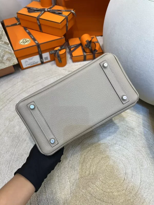 Handmade Hermes Togo Leather Birkin 25CM 81 Gris Tourterelle Silver Hardware