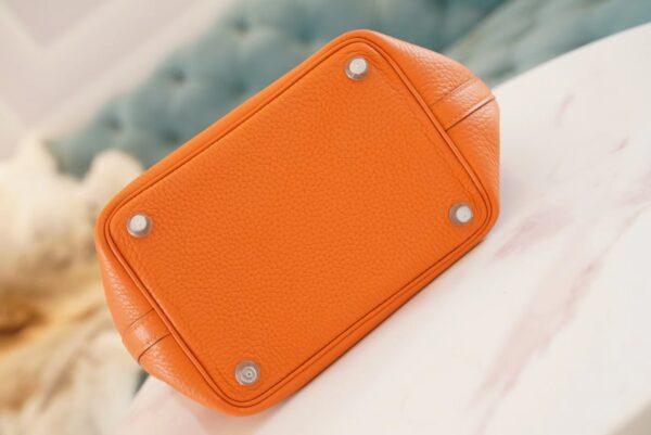Full Handmade Hermes 93 Orange Clemence Leather Picotin18CM Silver Hardware