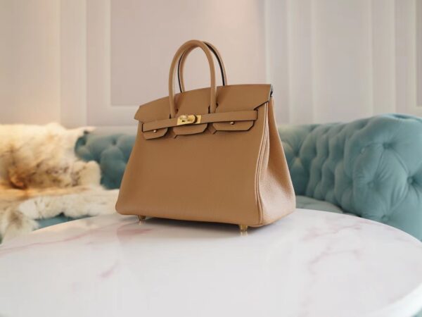 Fashion Lcmode Hermes 4B Biscuit Togo Leather Birkin25CM Women’s Bag Gold Hardware