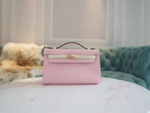 GPCMode Hermes Kelly Pochette22cm 3Q Rose Sakura/CK10 Craie Swift Leather Rose Gold Hardware