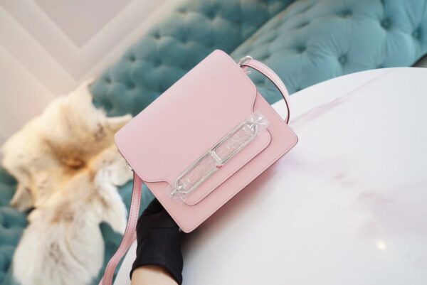 GPCMode Hermes Factory 3Q Rose Sakura Swift Leater Roulis Mini18cm Silver Hardware