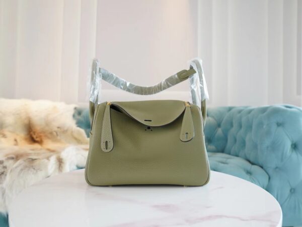 GPCMode Hermes Lindy26CM Q1 Sauge Clemence Leather Shoulder Bag Gold Hardware
