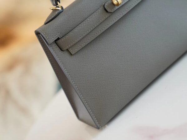 New Arrival Hermes Mini Kelly Clutch19CM 0L Gris Meyer Epsom Leather Gold Hardware