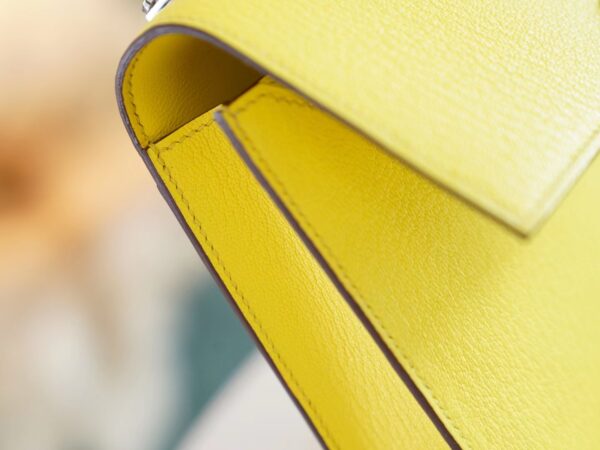 GPCMode Factory Hermes 9R Lemon Yellow Chevre Leather Verrou Mini17CM Silver Hardware