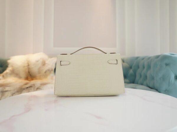 Australia Canberra Hermes Kelly Pochette 22CM Matte Alligator 8L Beton Silver Hardware