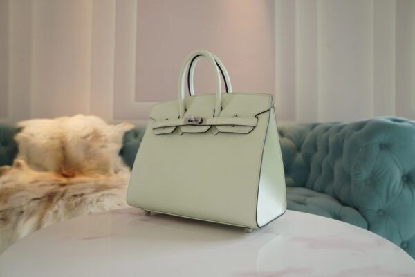 Full Handmade Hermes 0S Vert Fizz Epsom Leather Birkin 25CM Silver Hardware