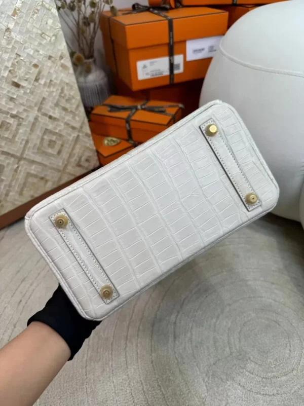 Full Handmade HCP Matte Porosus Crocodile Birkin 25CM 8L Beton Gold Hardware