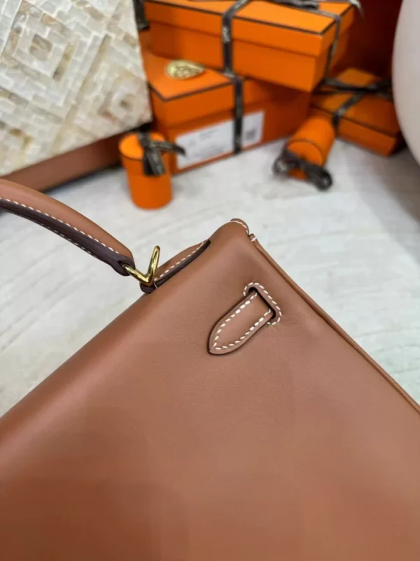 Full Handmade Kelly 25CM 37 Gold Swift Leather Gold Hardware