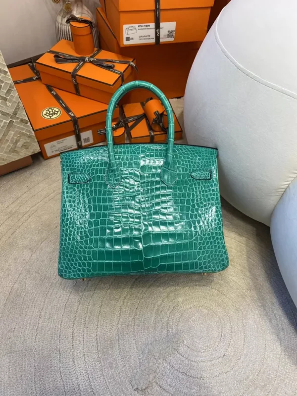 UK London Hermes Shiny Porosus Crocodile Birkin 30CM O6 Vert Jade Gold Hardware