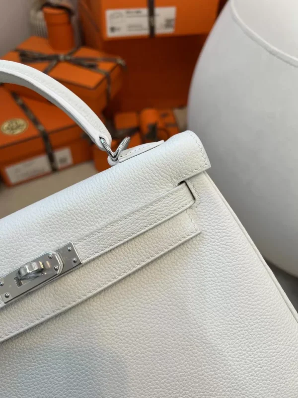 UK London Hermes Togo Leather Kelly 25CM 01 Blanc Silver Hardware