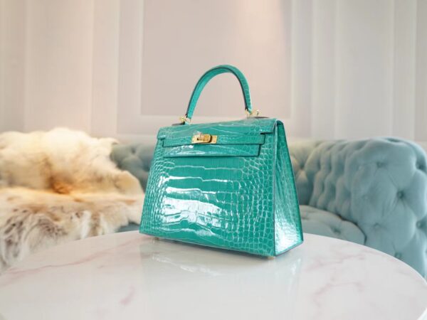 GPCMode Hermes Kelly Sellier 25CM O6 Vert Jade HCP Shiny Alligator Gold Hardware