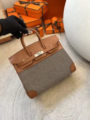 a69eee1baf4f46f-jpg New Hermes Birkin 25CM 37 Gold Swift Leather/ Toile Canvas Gold Hardware