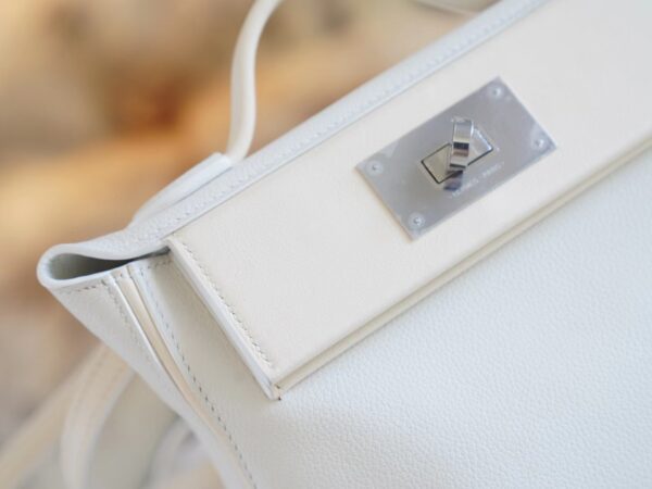 Discount Hermes Mini Kelly 24/24 01 Blanc & I2 Nata Evercolor Leather Silver Hardware