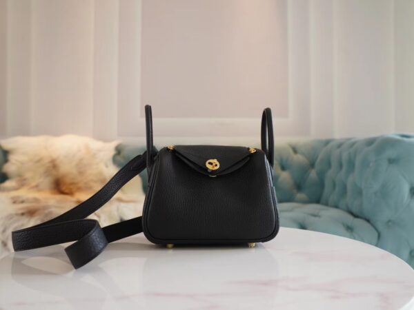 Full Handmade Hermes Mini Lindy 19CM CK89 Nior Clemence Gold Hardware