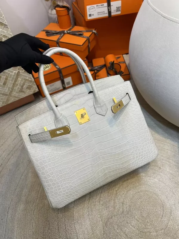 UK London Hermes Birkin 30CM HCP Matte Porosus Crocodile 8L Beton Gold Hardware
