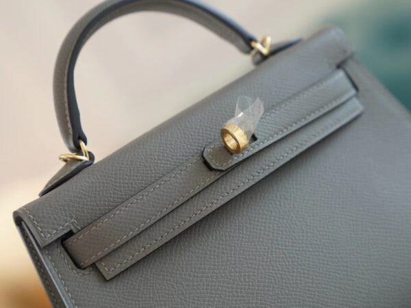 New Arrival Hermes Mini Kelly Clutch19CM 0L Gris Meyer Epsom Leather Gold Hardware