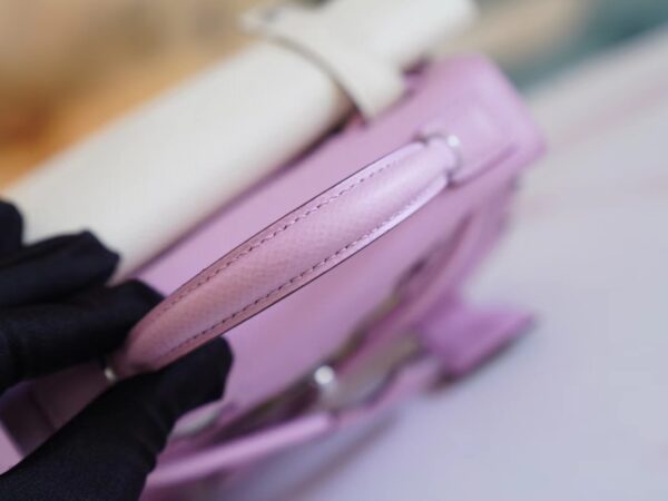 Full Handmade Hermes X9 Mauve Sylyestre Epsom Leather Kelly Doll Picto Silver Hardware