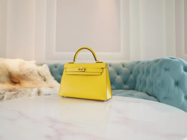 GPCMode Hermes 9O Naples Yellow/8L Beton Inner Chevre Leather Mini Kelly19CM