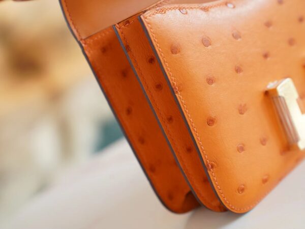 GPCMode Hermes Factory I9 Abricot KK Ostrich Skin Constance19CM Shoulder Bag