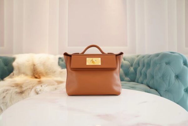 Hermes Boutique Mini Kelly 24/24 CK37 Gold Evercolor Leather Women’s Bag