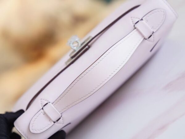 Sale Hermes Mini Kelly Pochette22cm 09 Mauve Pale Swift Leather Silver Hardware
