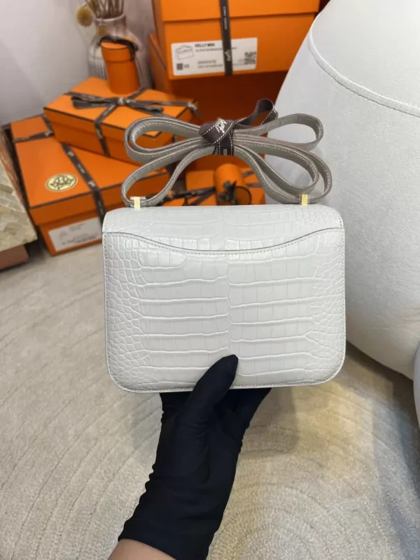 Hermes Constance 19CM 8L Beton Matte Alligator Crocodile Gold Hardware